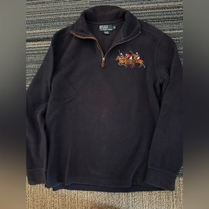 Navy Blue Polo Ralph Lauren Quarter Zip Stampede Big Pony Sweatshirt! Men’s M !